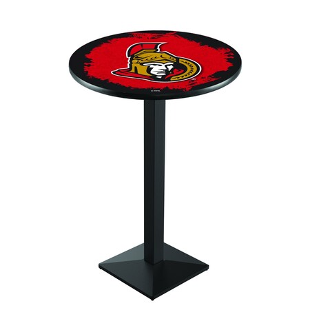Holland Bar Stool Co 36" Blk Wrinkle Ottawa Senators Pub Table L217B3628OttSen